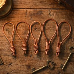 Cordon en cuir tressé fait main de 10 cm, porte-clés DIY, pendentif pour clé de voiture en cuir véritable, accessoires de poupée, breloque - Product Image 3
