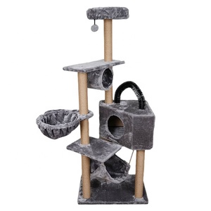 الحيوانات الأليفة القط شجرة قصيرة أفخم عالية الجودة كبيرة الحيوانات الأليفة شقة منزل الظلام Grey شجرة القط هرش - Product Image 4