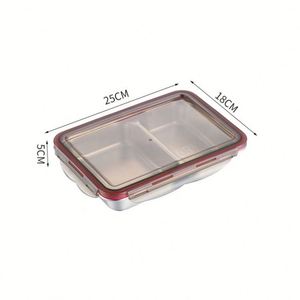 304 Stainless Steel Cute Kindergarten <b>Lunch</b> <b>Box</b> Plastic Lid School Student Meal Storage Divided Tray Grade Leak Proof Heatable - Product Image 3