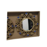 Ensemble de 3 miroirs muraux en plastique creux Art Déco de luxe, motifs variés, miroir mural vintage en bronze, décoration murale pour la maison