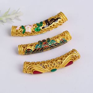 Accessoires de bijoux en émail chinois traditionnel, tube incurvé ajouré à motif goutte d'huile, matériau pour la fabrication de bracelets et joncs DIY - Product Image 1