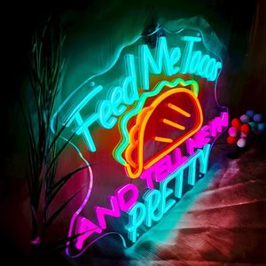 Letrero de Neón con la Frase 'Alimenta-me-tacos y dile que soy guapa', Letreros de Neón LED con la Frase 'Tacos Abiertos', Letreros de Neón LED Personalizados para Tiendas - Product Image 2
