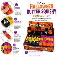 Jouets Squishy Personnalisés en Forme de Bâtonnets de Beurre Mini Halloween, Jouets Sensoriels Anti-Stress à Remontée Lente, Vente en Gros pour Enfants