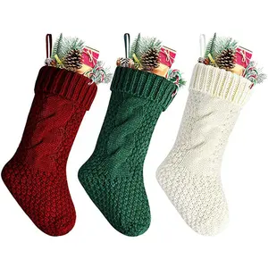 Wholesale 46CM Christmas Tree Decorations Gift Christmas Printed Stocking Knit Blank Christmas Stocking In Stock