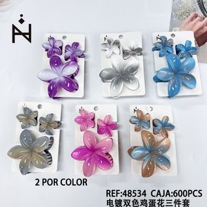 Set di Tre Mollette per Capelli Frangipani Bicolore Elettroplaccate, 2 per Colore - Product Image 3