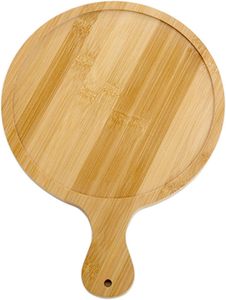Bandeja <span class=keywords><strong>de</strong></span> Bambú para Pizza con Textura Clara, Asa Curva, Plato Redondo para Servir Pizza en Casa (10 Pulgadas para Pizzas <span class=keywords><strong>de</strong></span> 9 Pulgadas) - Product Image 5