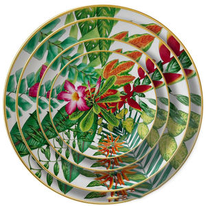 Juego de Vajilla de Porcelana China de Grado Alimenticio, Ecológico, con Diseño de Plantas Tropicales, Personalizable al por Mayor, para Hoteles, Bares y Restaurantes - Product Image 1