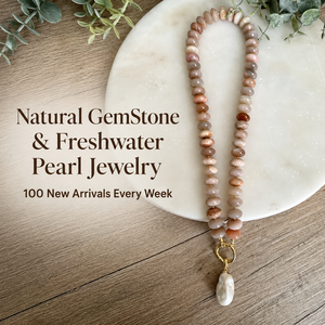 Collier personnalisé en perles baroques d'eau douce, plaqué or, en acier inoxydable, avec pierres naturelles, faible MOQ, pour la collection d'été - Product Image 2