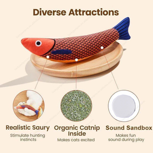 New <span class=keywords><strong>Pet</strong></span> Cat InteractiveToys 2025 Simulación 3D Fish <span class=keywords><strong>Catnip</strong></span> Peluche de juguete - Product Image 2