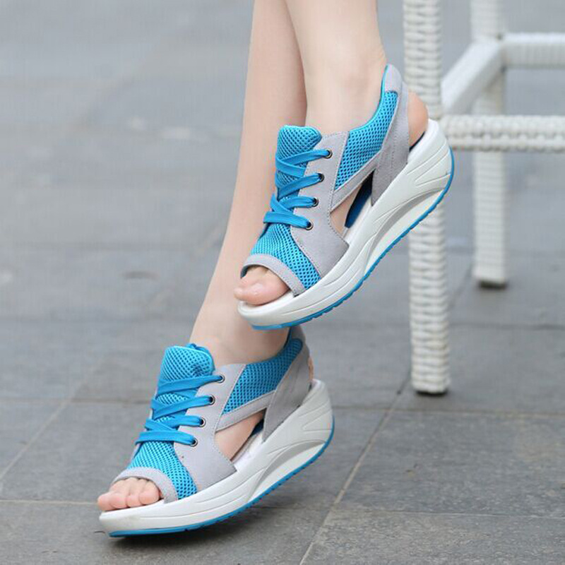 Summer Fish Mouth Thick Soles Raised Shaking Shoes Sandals Casual Sports Casual Mesh Fabric Shoes