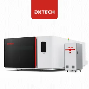 Dxtech mesin pemotong logam lembaran Laser, perlindungan penuh CS Ss aluminium pemotong logam 4000W