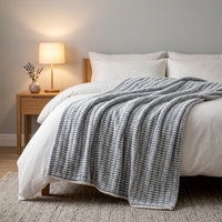 Plaid Doux et Chaud Réversible en Polaire Jacquard 3D Texturé PV, Idéal pour Canapé-Lit et Maison