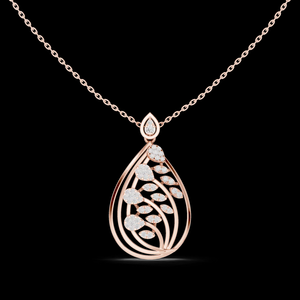 Pendentif en forme de larme en or avec feuille d'or, en or 14 carats et 18 carats, pour femmes, mariage, fête, anniversaire, élégant, inspiré de la nature - Product Image 6