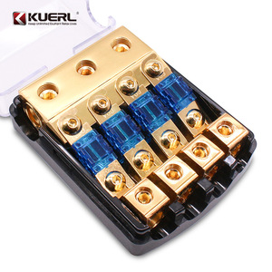 KUERL ที่ใส่ฟิวส์ใบมีดทองแดงบริสุทธิ์ 1 ใน 4 ช่องบล็อกจ่ายไฟเครื่องเสียงรถยนต์ - Product Image 1