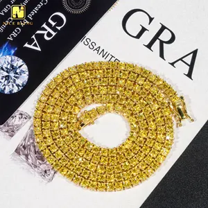 Модная хип-хоп теннисная цепочка 925 стерлингового серебра ювелирные изделия 3 мм 4 мм золотой цвет Муассанит теннисное ожерелье для мужчин и женщин