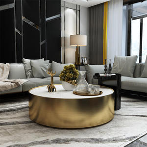 Table basse minimaliste italienne Nordic Rock Panel, luxe moderne, artisanat en marbre haut de gamme, acier inoxydable exquis - Product Image 5