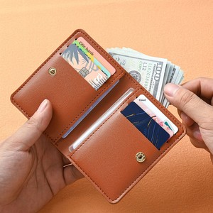 Portamonete Piccolo Pieghevole con Chiusura a Scatto, Porta Carte di Credito in Pelle Morbida, Porta Documenti, Vendita all'Ingrosso per Fabbriche - Product Image 2