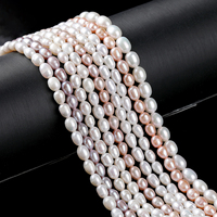 Perles en vrac naturelles blanches AAA de 4-5 mm, perles de riz d'eau douce véritables, certifiées par un tiers pour la fabrication de bijoux