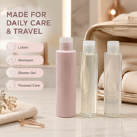 Flacon de lotion en plastique rechargeable de taille voyage personnalisé avec bouchon à clapet pour shampoing, gel douche, emballage de soins personnels