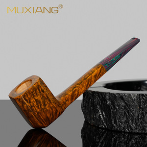 Muxiang Wooden Smoking Pipe Straight Shape Handcrafted Briarwood Filtered Tobacco Pipe For Men - Product Image 3