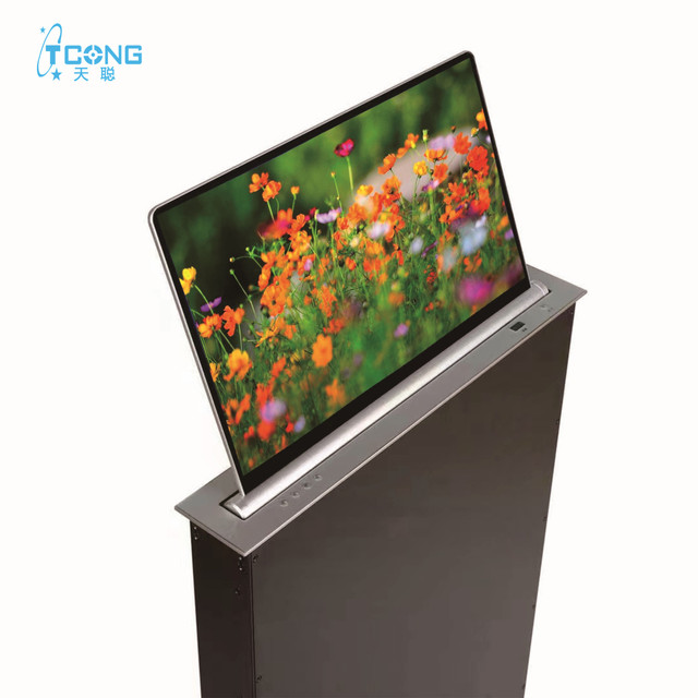 Conference Room Dynamic Computer Pop up Lcd Monitor Lift Integrated FHD Retractable Monitor Pop up Motorized LCD Lift Mechanism