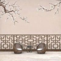 Papier peint mural style néo-chinois à motifs floraux et oiseaux, fleurs de prunier, pour fond de télévision, chambre à coucher, tissu mural