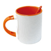 Tasse à café décorative en céramique, pour verre intérieur, de haute qualité, avec housse, cuillère à manche, pour Sublimation, 10 pièces, 11 oz