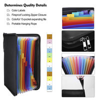 Dossier de fichiers noir format A4 12 poches sac de documents étanche et ignifuge extensible pour organiser et stocker la paperasse