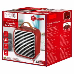 * Presa * Mini termoventilatore in ceramica con potenza regolabile 600W 1200W con protezione da surriscaldamento quadrato rosso - Product Image 2