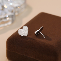 Nouveau à la mode 925 en argent Sterling mignon bijoux empreinte digitale en forme de coeur petites boucles d'oreilles pour les femmes
