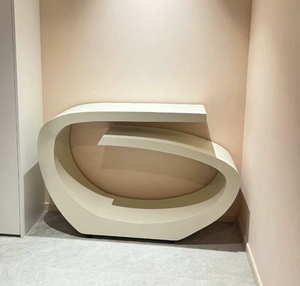 Console moderne beige avec étagère de rangement, meuble mural d'appoint, étagère de présentation pour entrée, salon - Product Image 5