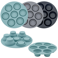 Moule à gâteau pliable en silicone de qualité alimentaire à sept trous, plateau de cuisson carré en forme d'étoile rose, outil de bricolage pour gâteau avec sac emballé