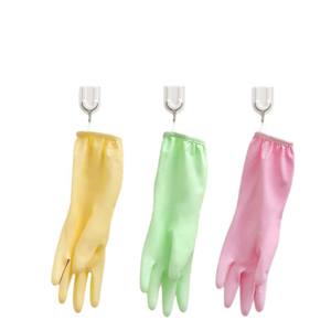 Gants en caoutchouc latex suspendables pour le nettoyage de la cuisine, gants de lavage de la vaisselle imperméables de couleur unie pour femmes, usage domestique - Product Image 1