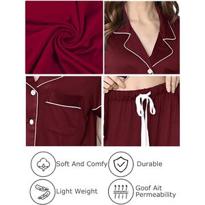 Set di 4 Pigiami da <span class=keywords><strong>Donna</strong></span> in Morbido Maglia con Bottoni, Abbigliamento da Notte a Maniche Corte, Taglie da XS a <span class=keywords><strong>XXL</strong></span> - Product Image 5