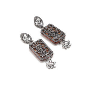 Orecchini pendenti geometrici intagliati in stile palazzo etnico con Design Vintage orecchini di strass lucidi per donna - Product Image 4