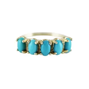 Gorgeous stackable rings 18k gold plating 925 sterling silver blue oval cut turquoise eternity ring