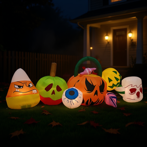 Calabazas Inflables de Halloween con Ojos, Decoración para Jardín con Luces LED Integradas, Decoración para Exteriores, Material de PVC, 8 Pies - Product Image 2
