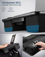 SAIJI Nouveau Plateau Ergonomique en Cuir pour Ordinateur Portable avec Lumière LED, Compatible avec les Ordinateurs Portables jusqu'à 17 Pouces, Coussin de Repose-Pieds pour Lit/Canapé