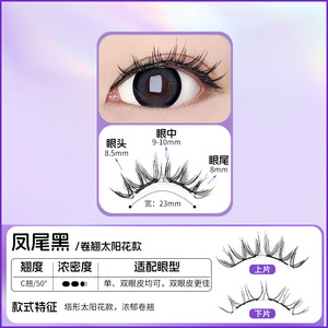 Faux cils magnétiques queue de phénix noirs 2.0 C-Curl 50 semi-faits à la main, sans cruauté animale, style européen et américain - Product Image 4