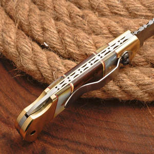 มีดพับเหล็กดามัสกัสแบบไม่ซ้ำใครทำด้วยมือด้ามจับทนทานมีดตั้งแคมป์คุณภาพสูงสำหรับการผจญภัยกลางแจ้ง - Product Image 2