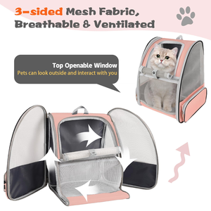 <b>Cat</b> Dog Pet Carrier Oxford Zipper Closure Portable Outdoor School <b>Backpack</b> Hard Design Solid Color Carrying Space - Product Image 3