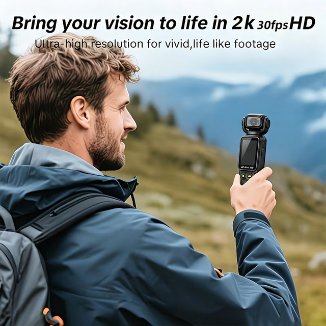 OEM Portable Handheld Action Camera Pocket Vlog Sport Camera 2.2'' Screen 4K Rotatable Auto Focus Recorder