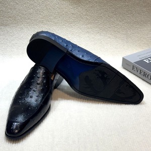 Mocasines de Cuero Genuino de Piel de Vacuno para Hombre 2025, Zapatos de Boda con Diseño de Pluma de Avestruz, Zapatos de Vestir de Negocios Puntiagudos Transpirables para Otoño - Product Image 4