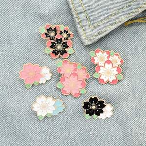 Veste en coton, chemise en coton, jupe en coton, sac en toile de coton, veste en jean, épingles amusantes en émail cerise rose, épingles uniques en émail anime, épingles mignonnes en émail noir floral - Product Image 6