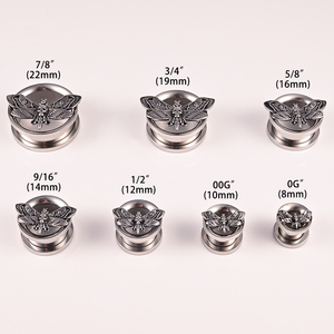 Anting-anting anak model tunel, berbahan stainless steel 316L lapis emas, untuk pernikahan, perhiasan tubuh, dan alat peregang. - Product Image 6