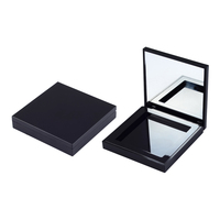 Boîte compacte rechargeable vide pour poudre, rose, carrée arrondie, étui cosmétique avec miroir intégré pour poudre pressée, blush, fond de teint