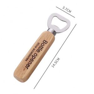 Abridor de Botellas de Cerveza con Mango de Madera y Logotipo Personalizado, Herramienta de Bar Portátil, Regalo Promocional de Cumpleaños, Abridor de Bebidas Rústico Grabado - Product Image 3