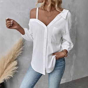 Blusa Casual da <span class=keywords><strong>donna</strong></span> modello 2025 con ricamo a bottone singolo per abbigliamento europeo-Design transfrontaliero primavera/estate - Product Image 2