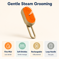 Brosse de toilettage à vapeur pour animaux de compagnie, poils en silicone, réservoir d'eau étanche, poignée en boucle pour chiens et chats