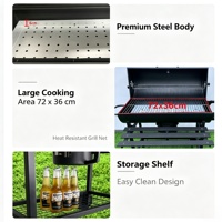 Barbecue au charbon de bois facile à nettoyer, grande surface de cuisson, barbecue d'extérieur sur roues